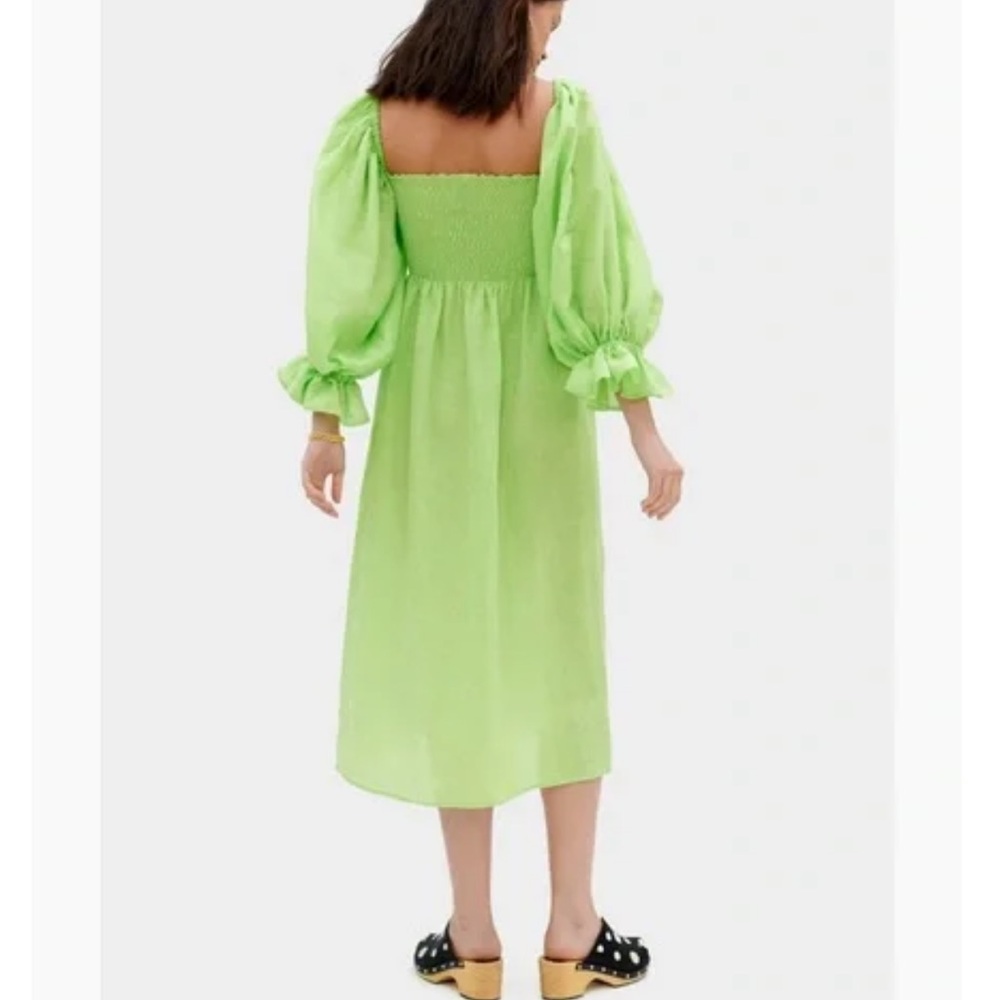 Sleeper Lime Green Off-Shoulder Midi Dress - Picture 3 of 8